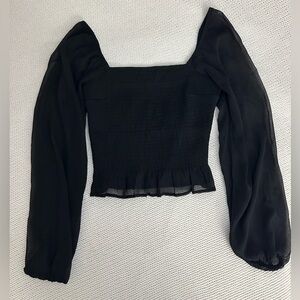 Hollister Black Mesh Long Sleeve Top Size M
